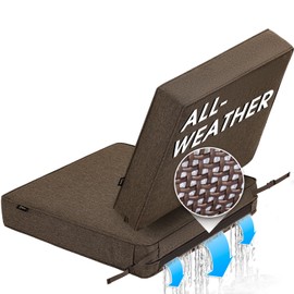 SUNROX All-Weather DryFast Foam Outdoor Patio Furniture Cushions, FadeShield Water Resistant Deep Seat Cushion with DryMesh Drainage, Durable Low Maintenance Couch Cushion, 24"x24"x4" Heather Chestnut