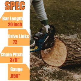 4Pcs 20 inch Chainsaw Chain 3/8" LP Pitch .050" Gauge 72 Drive Links, Chain Saw Chains Fits for Husqvarna 455 460 Rancher, Chain Saw Blade for Stihl Poulan, Chainsaw Blade for Craftsman, 585550072 E72