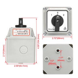 Heschen Universal Locking Cam Selector Switch, LW28-20/D404.4D, 660V 20A, ON-OFF-ON 3 Positions 16 Terminals, with Main Switch Outer Box (Standard Box)