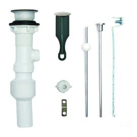 PF WaterWorks PF0755-BN FlexPOPUP Expandable and Flexible Bathroom Sink/Lavatory Pop-Up Drain | Ball/Lift Rod | Flex n Fit Body | With Overflow, Brushed Nickel