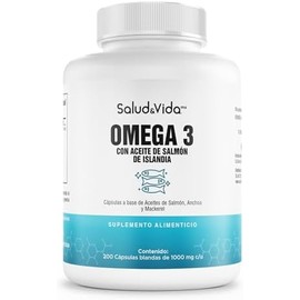 Omega-3 De Aceite De Salmón Islandés  2000mg Por Porción (2 Caps), 360mg EPA, 240mg DHA  100 Natural  200 Cápsulas blandas  SV - Sin Excipientes, Sin