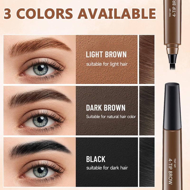 Microblading Eyebrow Pencil,2 PCS Magic Eyebrow Pencil,4-Tip Waterproof Brow Pencil