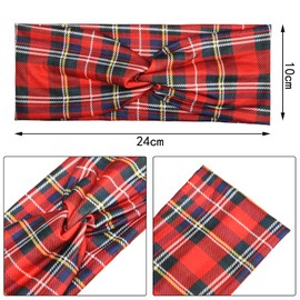 NAUZE 2 Pack Tartan Headband Women Headband Elastic Twisted Headband Hairband Turban Soft