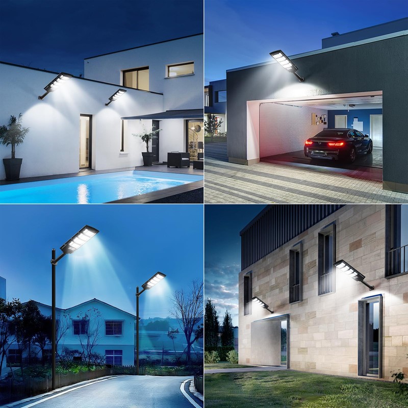2 Pack Solar Street Lights Outdoor Waterproof 10000LM 6500K, Solar