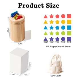 Lansls Montessori Toy from 1 2 3 Years, Sensory Toy Wooden Sorting and Stacking Toy Wooden Toy Plug-in Game, Colour Shape Sorting Game Children's Toy Educational Games Gift for Toddlers (B)