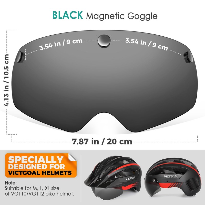 Victgoal Bike Helmet Goggles Visor Strong Magnetic Eye Shield (Colorful)