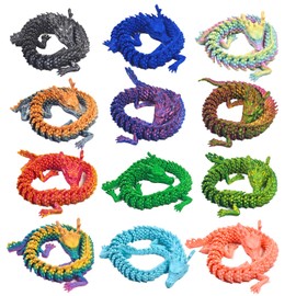 TUTHKOTH 12PCS 3D Printed Dragon Figurine Collection, 11.8 inch Dragon Statues, Random Colors