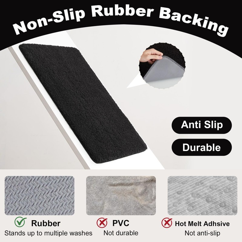 TYUU Black Bathroom Rug, Ultra Soft Bath Rugs Non Slip