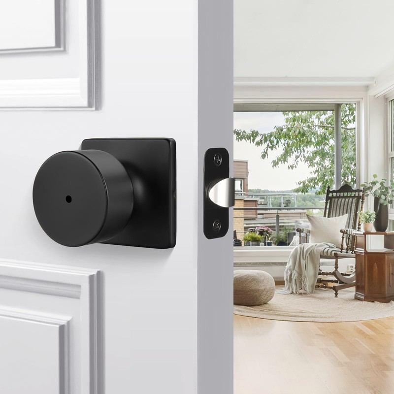 Goldenwarm Matte Black Door Knobs Interior, Privacy Bedroom Door Knob