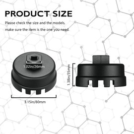 Rebvugr Oil Filter Wrench, Oil Filter Removal Tools, Aluminum 64mm 14 Filters Housing Wrenches Tools, Car Accessory Oil Filters Wrench Tool Fit for Toyota/Lexus with 2.5L to 5.7L Engines (Black)
