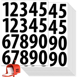 400 PCS Number Stickers, 2" Waterproof Mailbox Number Label, Consecutive Numbers 0-9, Self-Adhesive and Residue-Free, Ideal for Mailboxes, Storage Boxes, Organizers, Cabinets and More