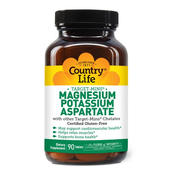 Country Life Target Mins - Magnesium Potassium Aspartate, for Cardiovascular Health - 90 Tablets