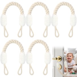 TYBYBB Door Stop Latch Pack of 5 Cotton Door Cord Clamp Protection for Doors, Door Cord White, Door Clamp Protection for Protection of Fingers, Pets and Children, Made of Cord 60 cm