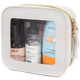 LETGO Mini Makeup Bag,Clear Makeup Bag Cute Travel Makeup Case Pouch Purse Essentials Car Accesories for Women,Travel Essentials Organizers (White, Mini)