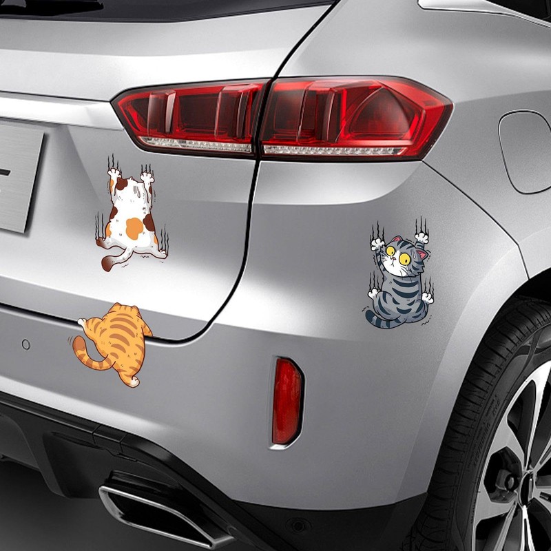 CYNOSURETECH 9 Pieces Funny Cat Car Stickers, Multicolor, Cartoon Style,