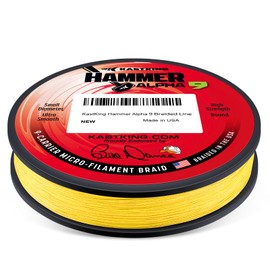 KastKing Hammer Alpha 9 Braided Fishing Line, Yellow, 80LB, 150Yds, 9 Strands