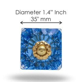 Set of 6 Cabinet Knobs Mammounia Glass Light Blue Dresser Drawer Pull Kitchen Cupboard Handle by TRINCA-FERRO