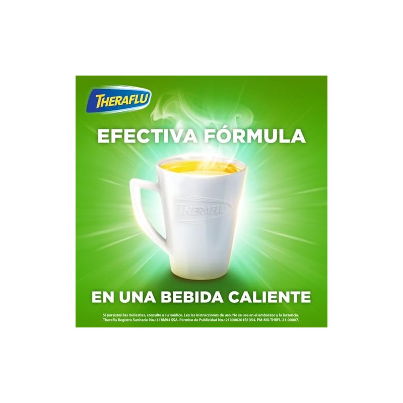 Theraflu Noche, Té Antigripal para Resfriado Severo, 10 Sobres
