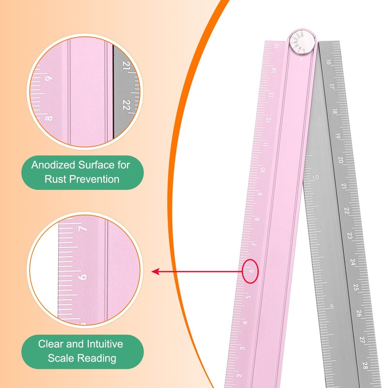 sourcing map 2pcs Folding Straight Ruler 30cm Metric Aluminum Alloy