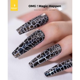 BURANO Crackle Gel Nail Polish Set - Black & White, Air Dry & LED Lamp Needed