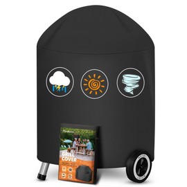 HomWanna Kettle Grill Cover 22 Inch - Superior Charcoal Grill Cover for Weber Kettle Grill - 600D Outdoor BBQ Covers for Weber 22 Inch Original Kettle Grill, Master Touch Charcoal Grill and More