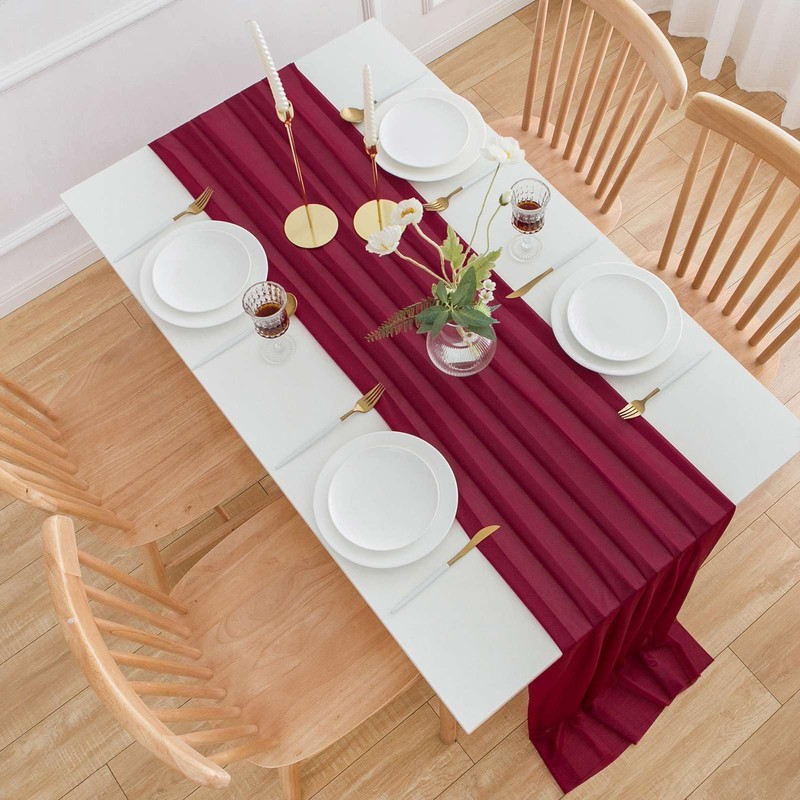 AOKSUNOVA Table Runner Chiffon Bordeaux Red 70 x 400 cm