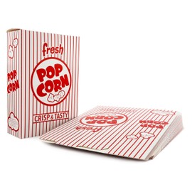 Snappy 4J Red & White Striped Close Top Popcorn Boxes for Movie Night Supplies, Popcorn Boxes Bulk 50 Count, Movie Night Popcorn Boxes 2.3 oz. Capacity, 5.75" x 2.5” x 8.5” Popcorn Containers