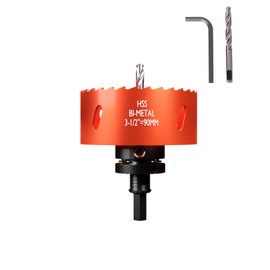 JINSHIBA 3-1/2 Inch Hole Saw, HSS Bi-Metal Hole Saws with Arbor Mandrel, Hex Shank Drill Bit, Hole Saw Kit Hole Cutter for Drilling Wood, Aluminum Profile, PVC, Metal, Plastic, 90mm