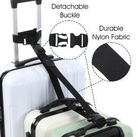 Nogeqi Pack of 2 Adjustable Suitcase Strap Nylon Suitcase Strap Suitcase Strap Eye-catching Luggage Strap Suitcase Webbing Suitcase Straps with Quick Release Non-Slip (Black)