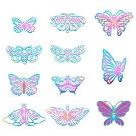 PandaHall 22pcs Butterfly Filigree Pendants Stainless Steel Rainbow Wing Connector Charms Etched Metal Embellishments for DIY Necklace Earring Jewelry Making