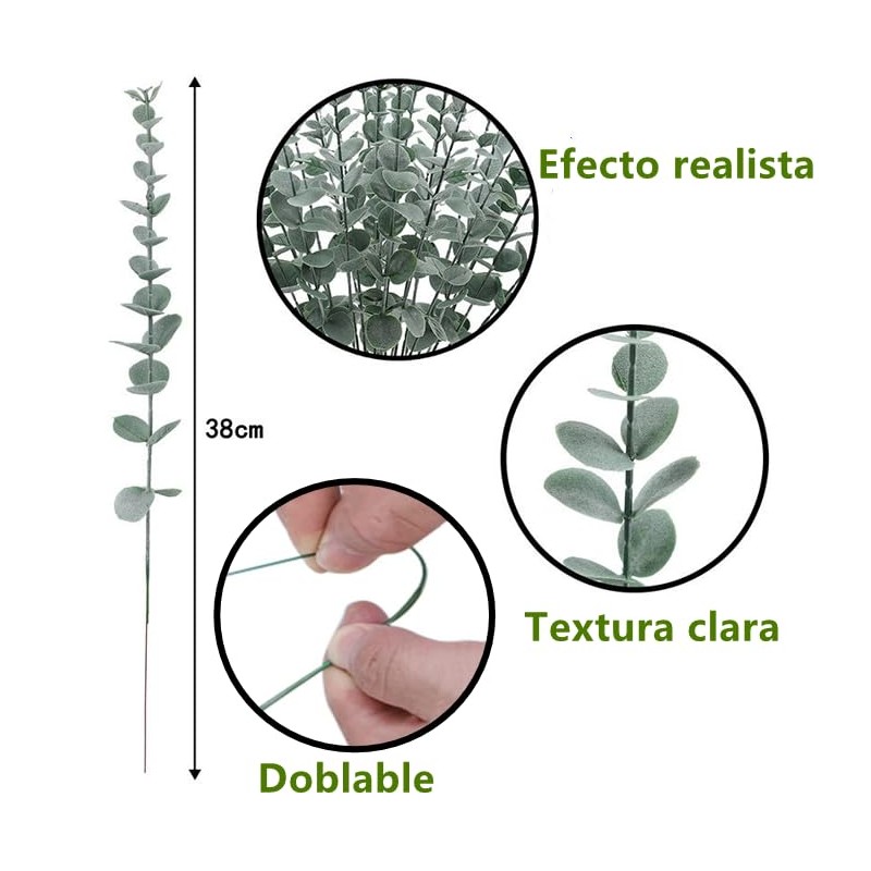 24PCS Tallos de Eucalipto Artificiales,Tallos de Eucalipto para Decoración de