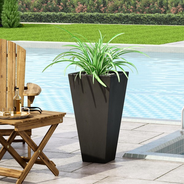 roomfitters 13" Outdoor Modern MGO Cast Stone Planter for Small