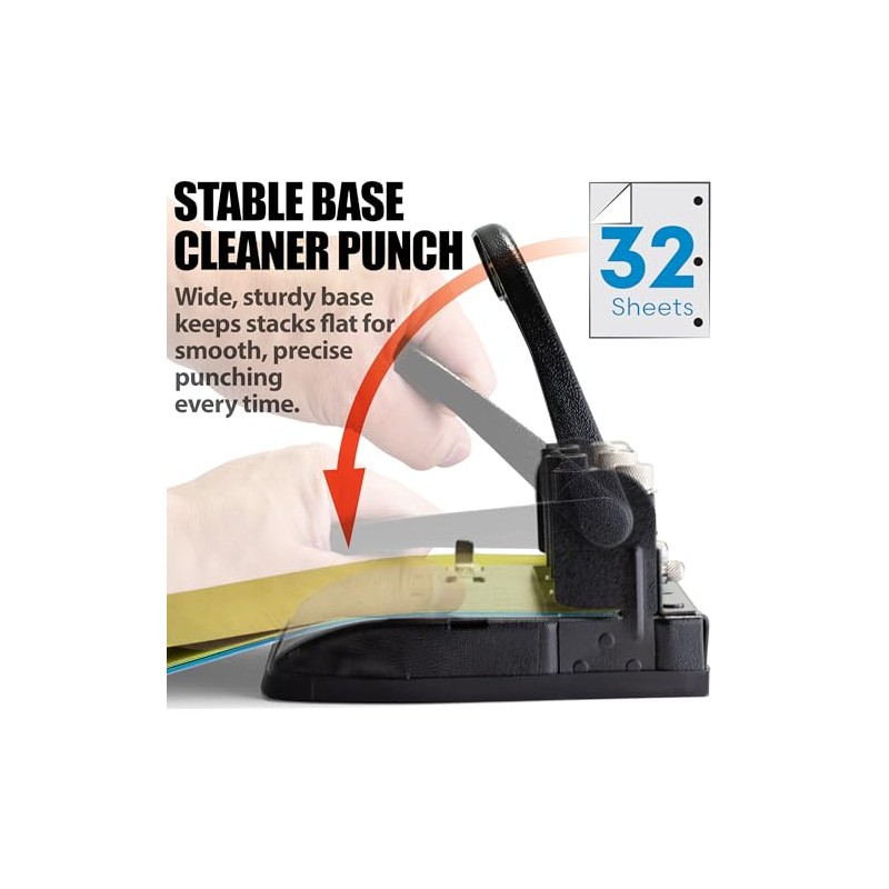 Officemate 90078 Heavy Duty Adjustable 2-3 Hole Punch with Lever