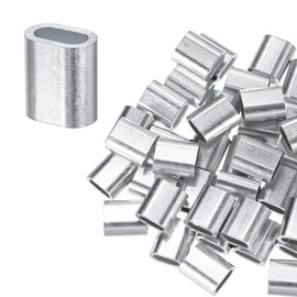 M METERXITY 50-Pack Aluminum Crimping Loop Sleeves, 4mm 1/6" Single Round Barrel Wire Rope Sleeves Cable Ferrule for Wire Rope/Cables Crimping Loop Sleeve