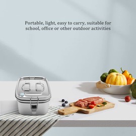 Cucioki Large Capacity Sandwich School Office Lunch Box Bento Dinnerware for Kids Adults Food Container Stainless Steel 1.5L