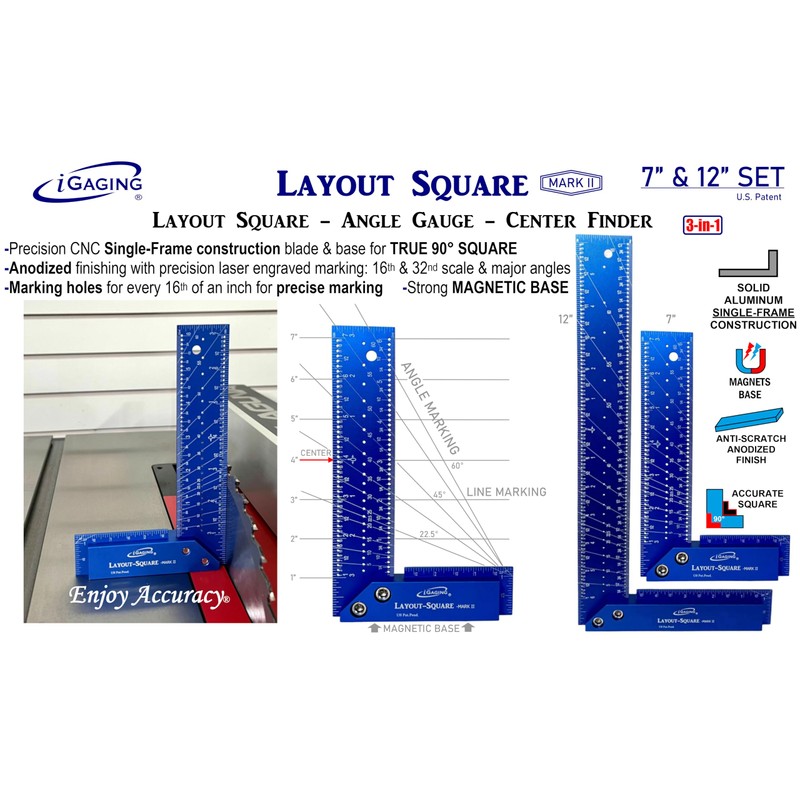 iGaging Layout Square Mark II Set of Two 7" &