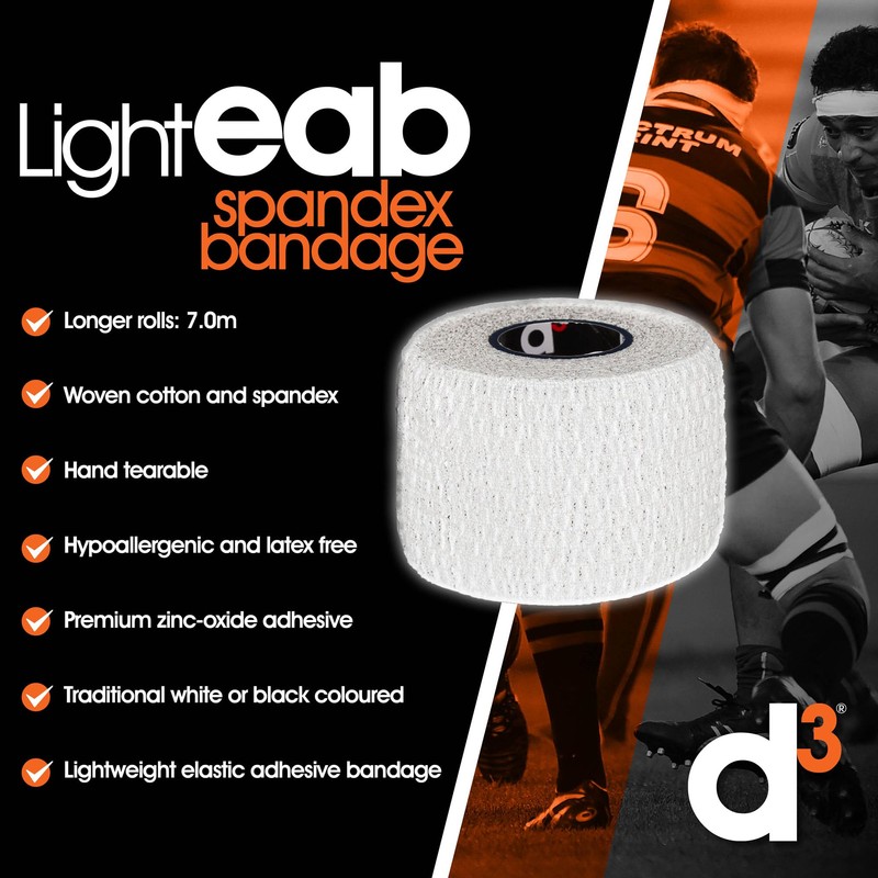 d3 Light Rip EAB Spandex Bandage Hand-Tearable Black 75mm x