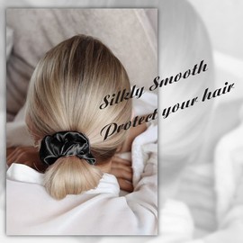 OLESILK 100% Silk-Scrunchie for Women, Silk-Hair-Scrunchies for Curly Hair, Silk Hair Ties, Elastics Ponytail Holder, 3 Piece