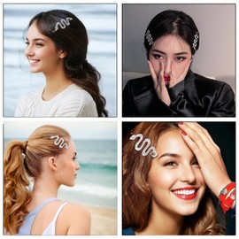 2PCS Vintage Snake Hair Clips with Rhinestones - Silver Tone Barrettes for Women & Girls - Stylish & Minimalist Hair Pins - Twisted Design Hair Jewelry - Great Accessory for Any Outfit