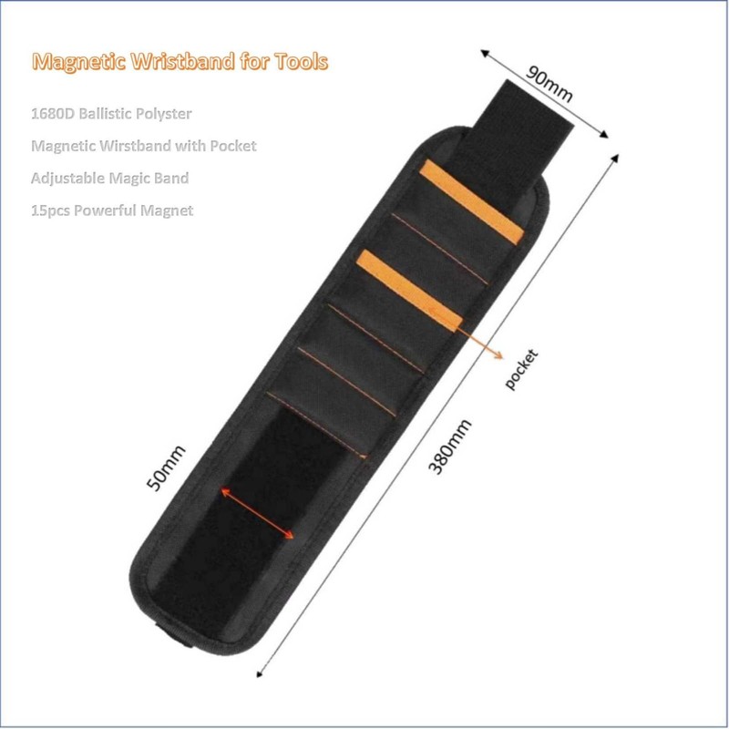 Fluox Fuya Magnetic Wristband for Tools with 15 Strong Magnets,