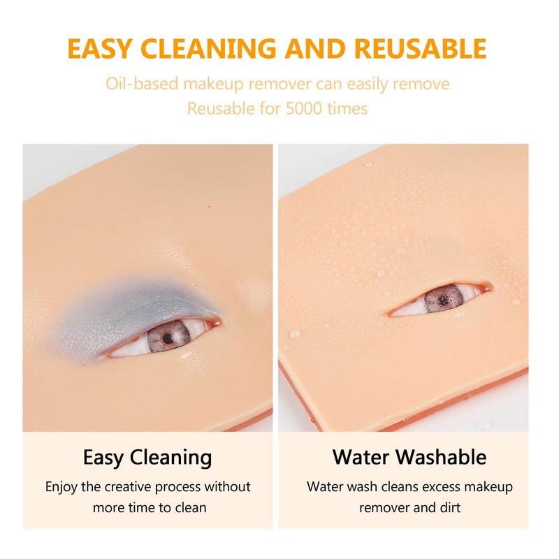 Laokiiy Makeup Practice Face Board, 3Pcs Realistic Silicone Eye Make