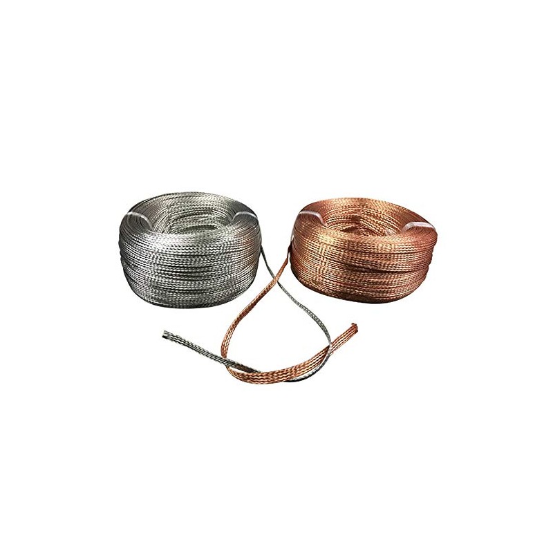 Mssoomm Flat Bare Copper Braid Sleeving Flexible EMI RFI Shielding