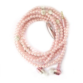 Greensen Perlenhalskette Ohrhörer, 3,5 Mm in Ohrkopf -Kopfhörer -Kabel, Schmuck Stereo -Ohrhörer mit Mikrofon, Kopfhörer Halskette für Frauen (#3)