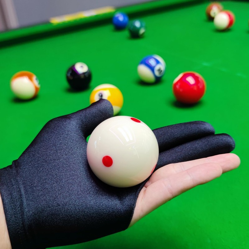 Red Dot Pool Cue Ball with Gloves 2.25 Inch Billiard