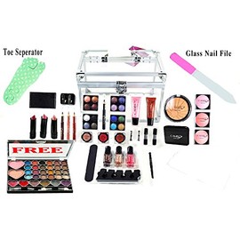 Carry All Trunk Makeup Kit Professional-Eyeshadow,Pedicure,manicure - Gift Set (FREE EYE SHADOW KIT)
