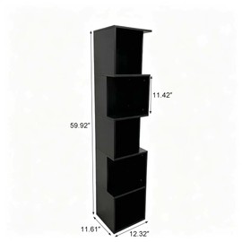 Enjoy Smart 5 Cube Bookshelf, Freestanding 5 Tier Open Display Shelf, Modern Black Cube Storage Organizer with Eco-Friendly Melamine Surface for Home Office Bedroom Living Room Study, Black