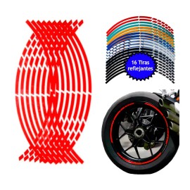Sticker Calcomania Tira Cortes Reflejante Cinta Pegatina Auto Moto Bici Rin 15-18 Rojo