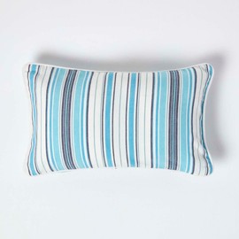 Homescapes blau gestreifter Kissenbezug New England, dekorative Kissenhülle 30 x 50 cm für Sofakissen und Zierkissen aus 100% Baumwolle mit Reißverschluss, blau-weiß