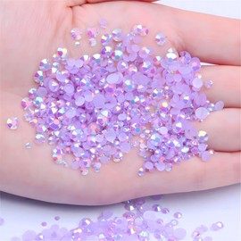 Flatback Rhinestones Round Gems for Nails Art and Crafts 4000Pcs SS6 2mm AB Crystals Glitter Stone DIY Bags Clothes Shoes (Purple AB)