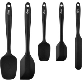 HOTEC 600℉ Heat Resistant BPA-Free Silicone Rubber Spatula Set,Kitchen Cooking